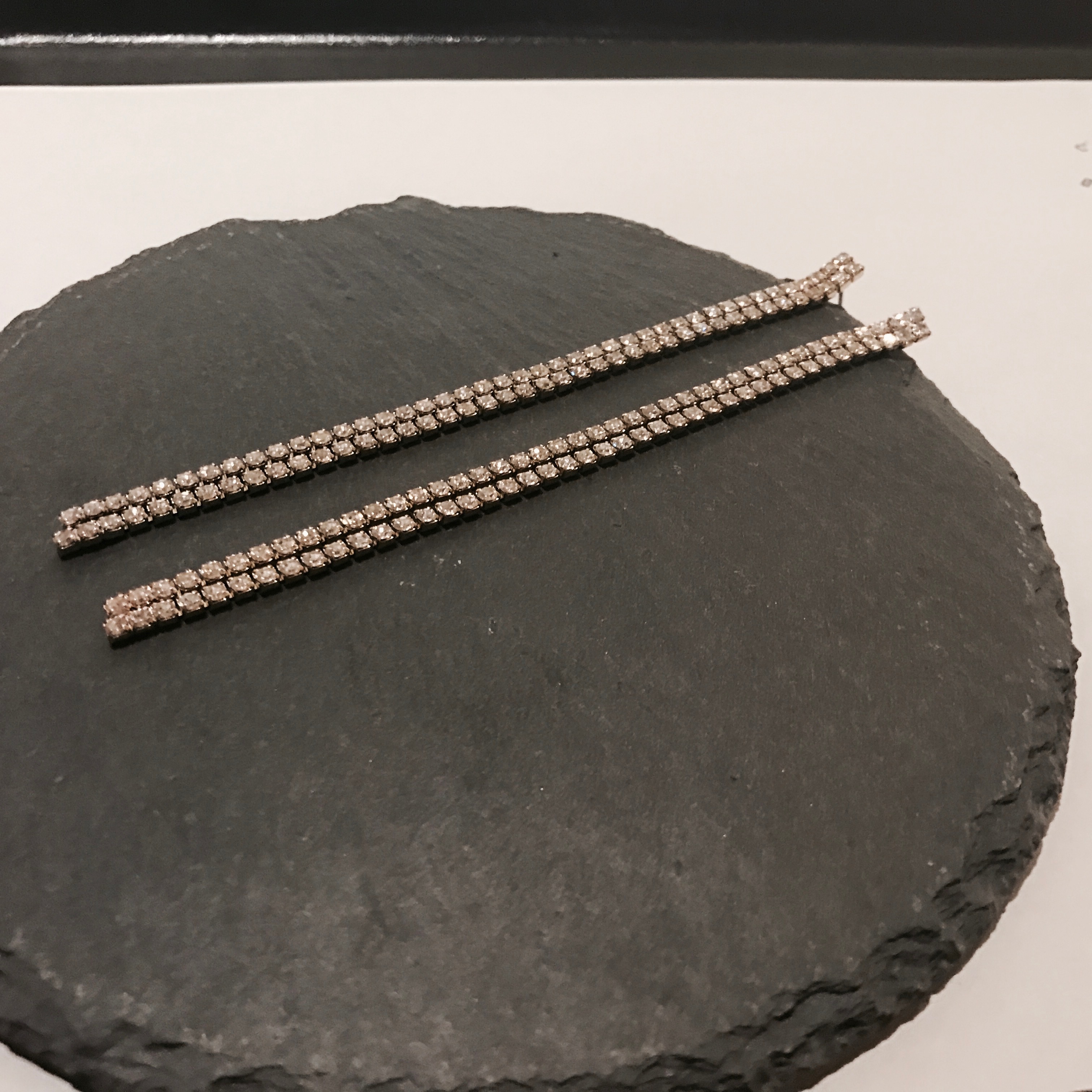 Two-line cubic drop earrings Women's long chain