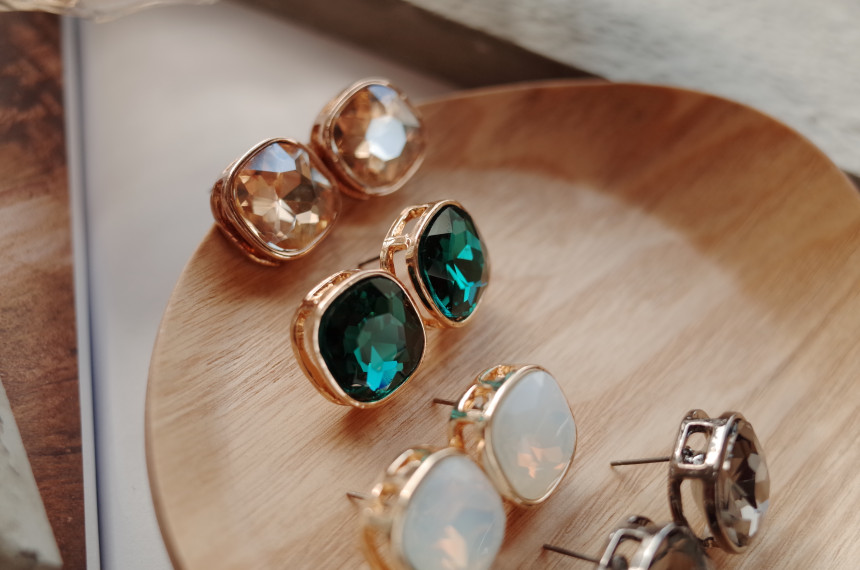Square Square Square Cubic Stone Earrings Stylish 