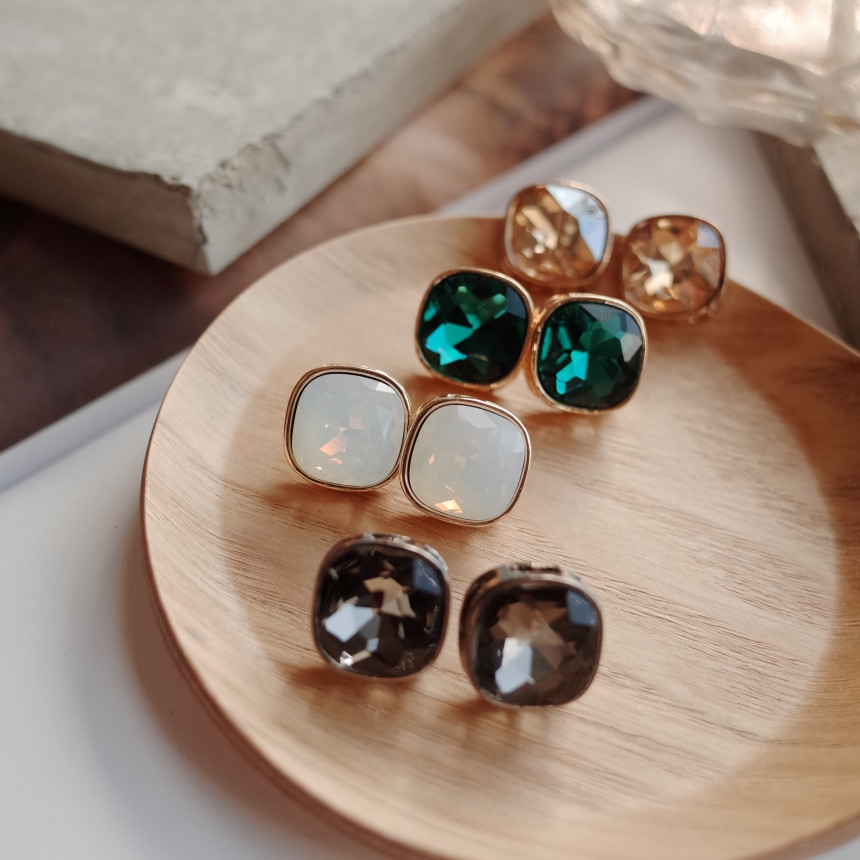 Square Square Square Cubic Stone Earrings Stylish 