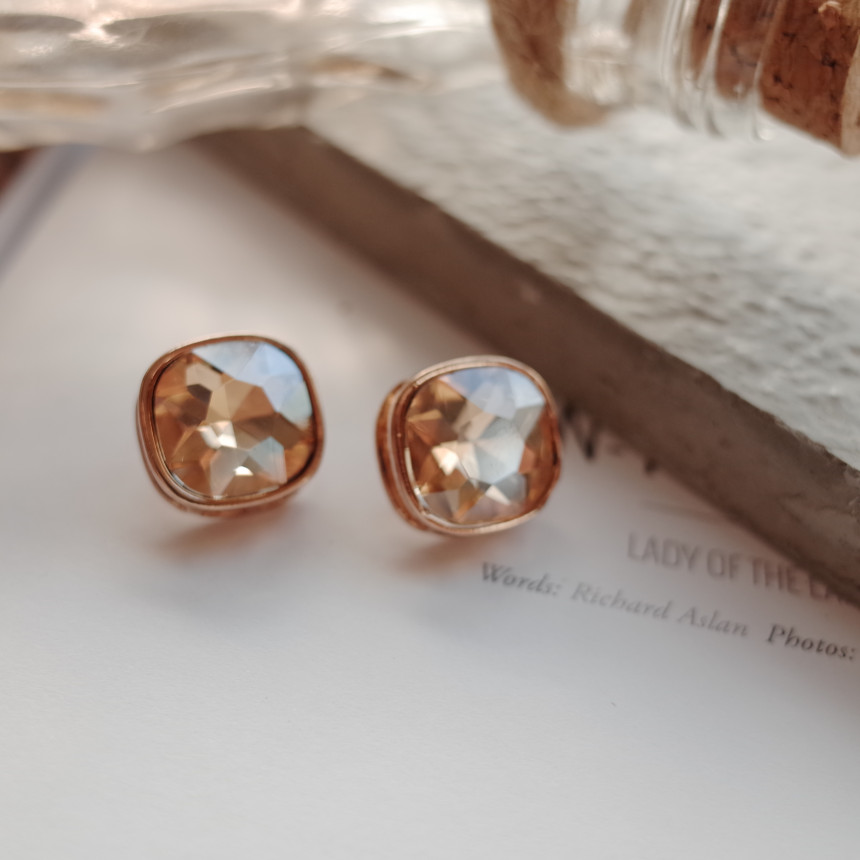 Square Square Square Cubic Stone Earrings Stylish 