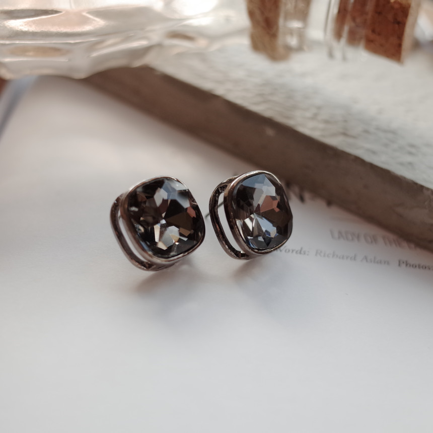 Square Square Square Cubic Stone Earrings Stylish 