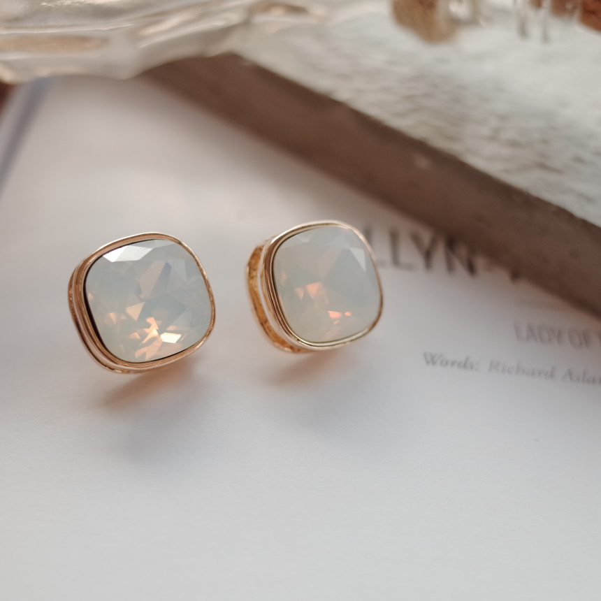 Square Square Square Cubic Stone Earrings Stylish 