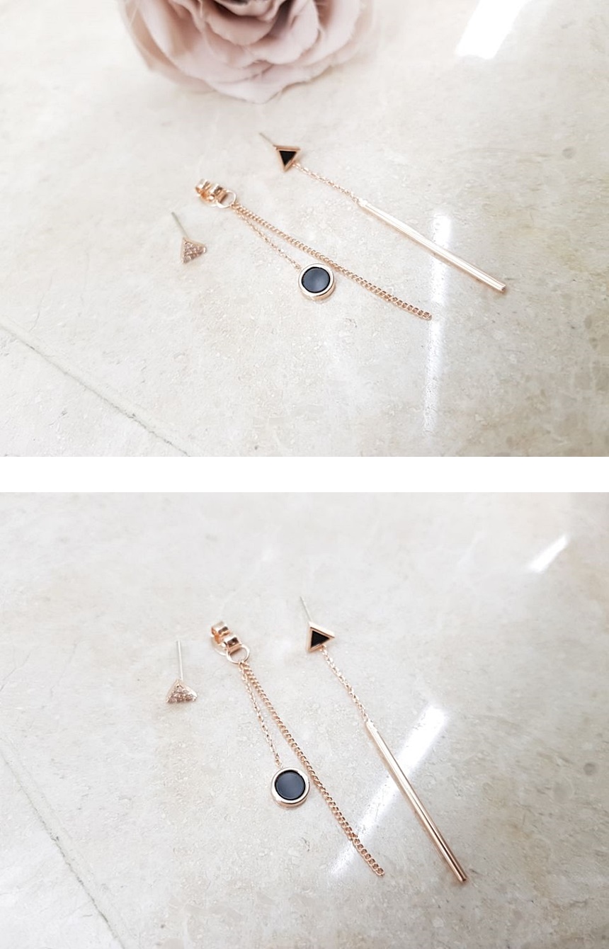 Unisex Drop Earrings Daily Point Circle Rose Gold 