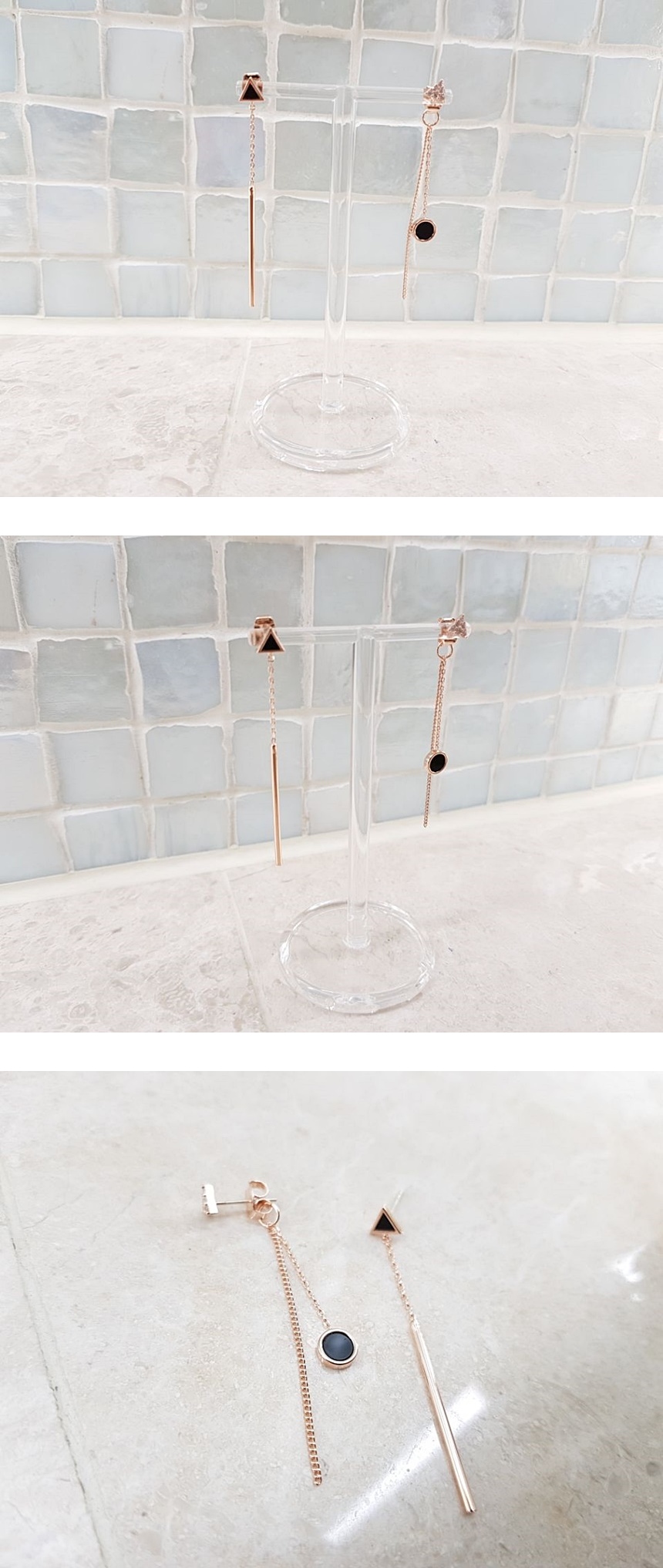 Unisex Drop Earrings Daily Point Circle Rose Gold 