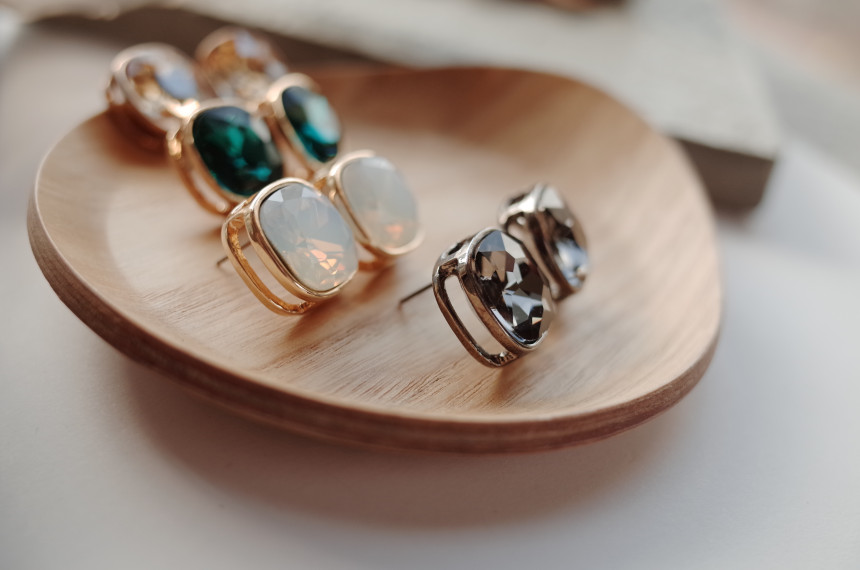 Square Square Square Cubic Stone Earrings Stylish 