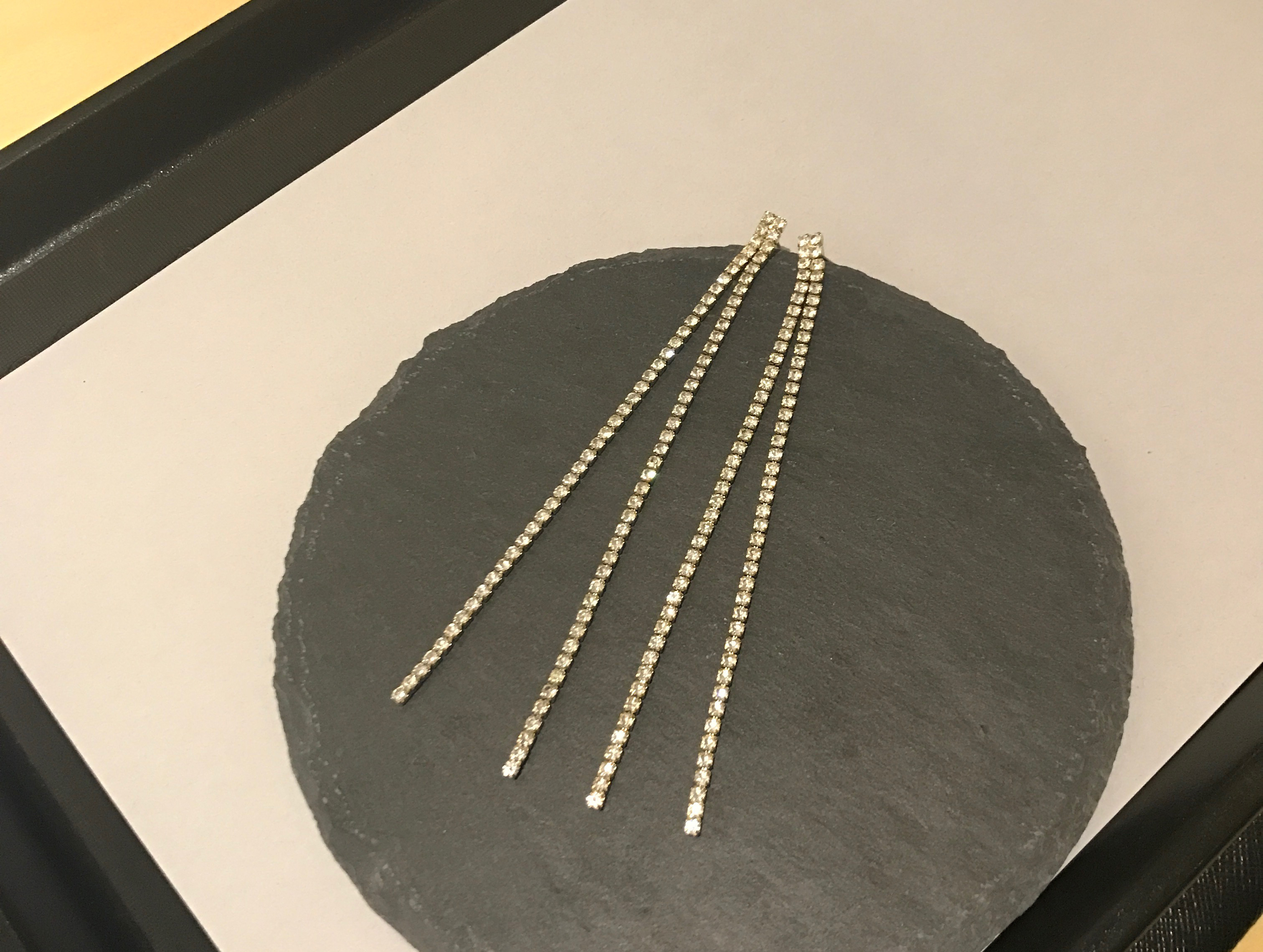 Two-line cubic drop earrings Women's long chain