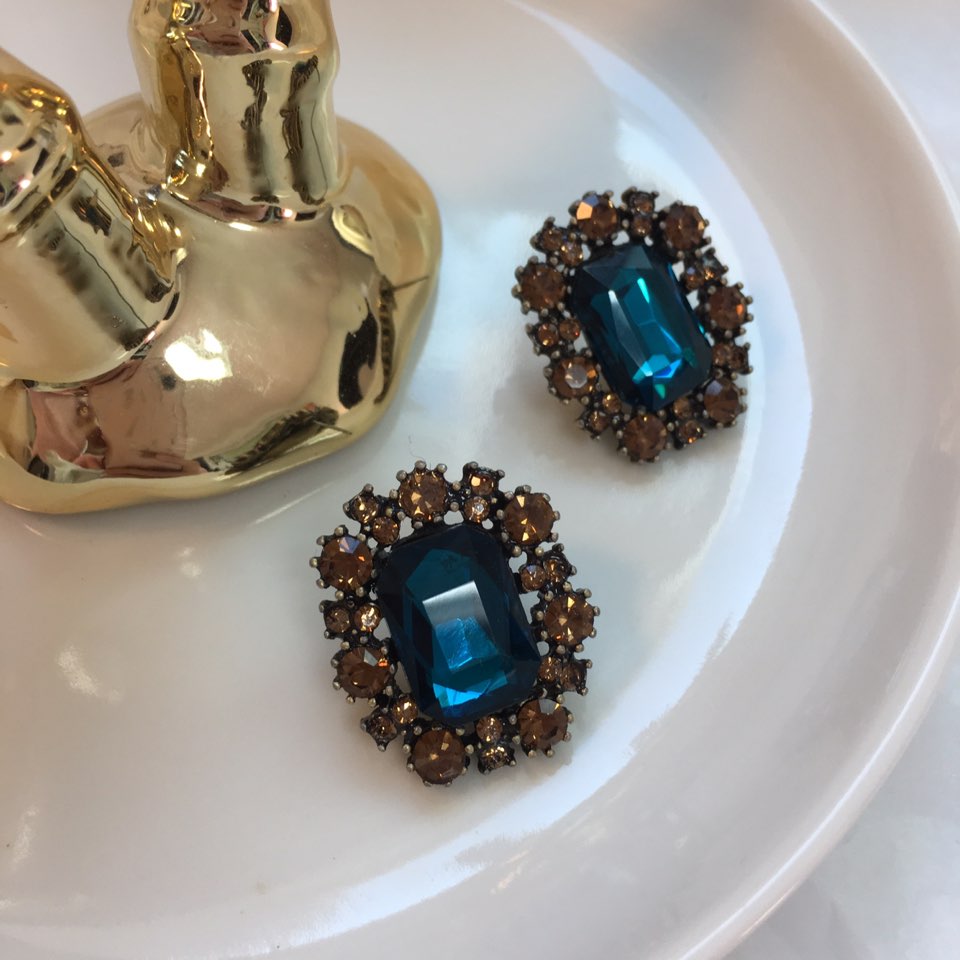 Midnight Antique Bold Earrings Blue Titanium Spark