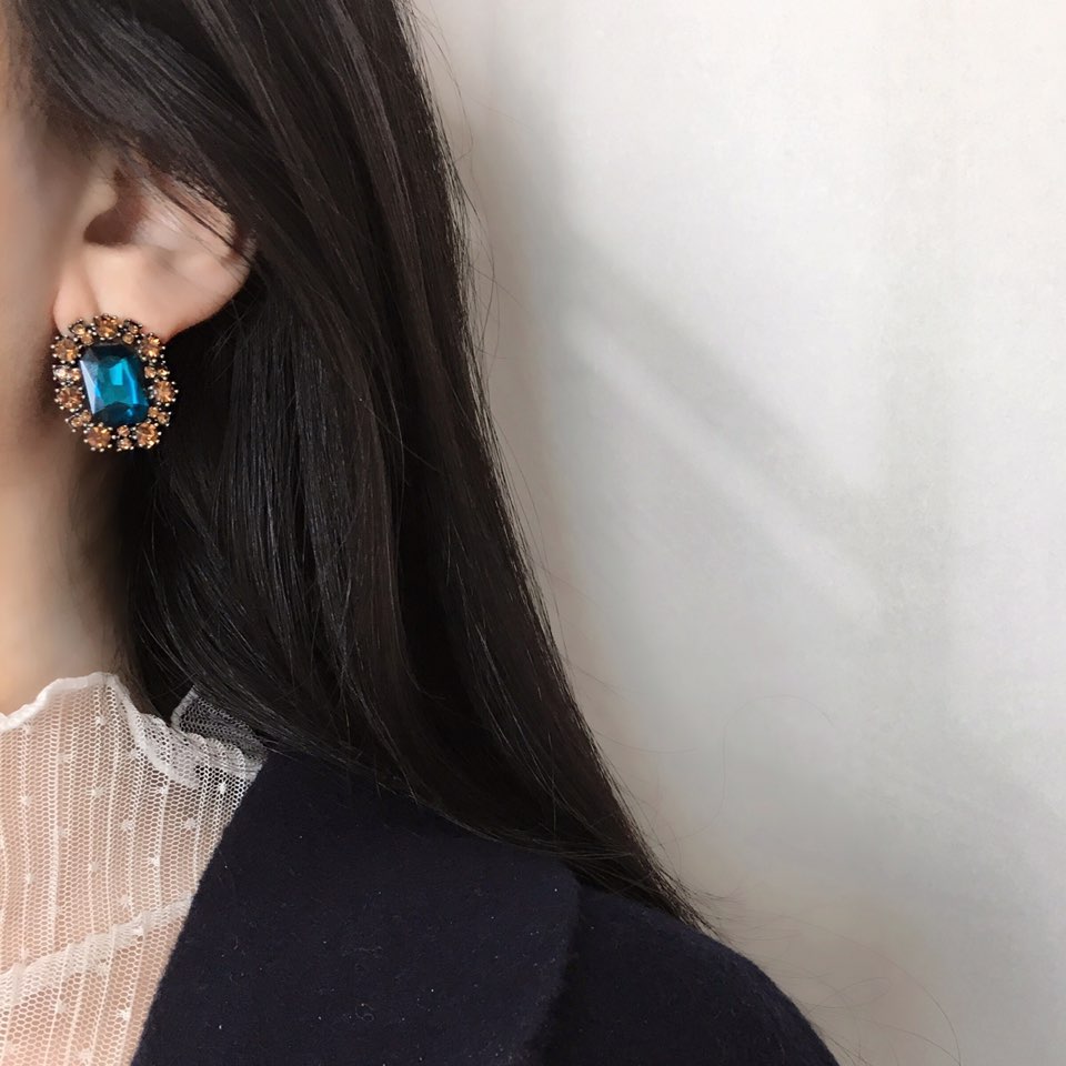 Midnight Antique Bold Earrings Blue Titanium Spark