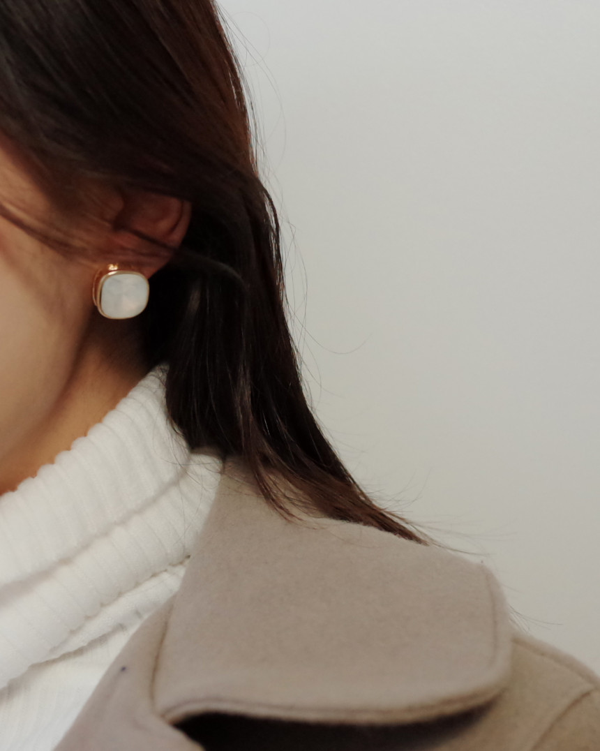 Square Square Square Cubic Stone Earrings Stylish 