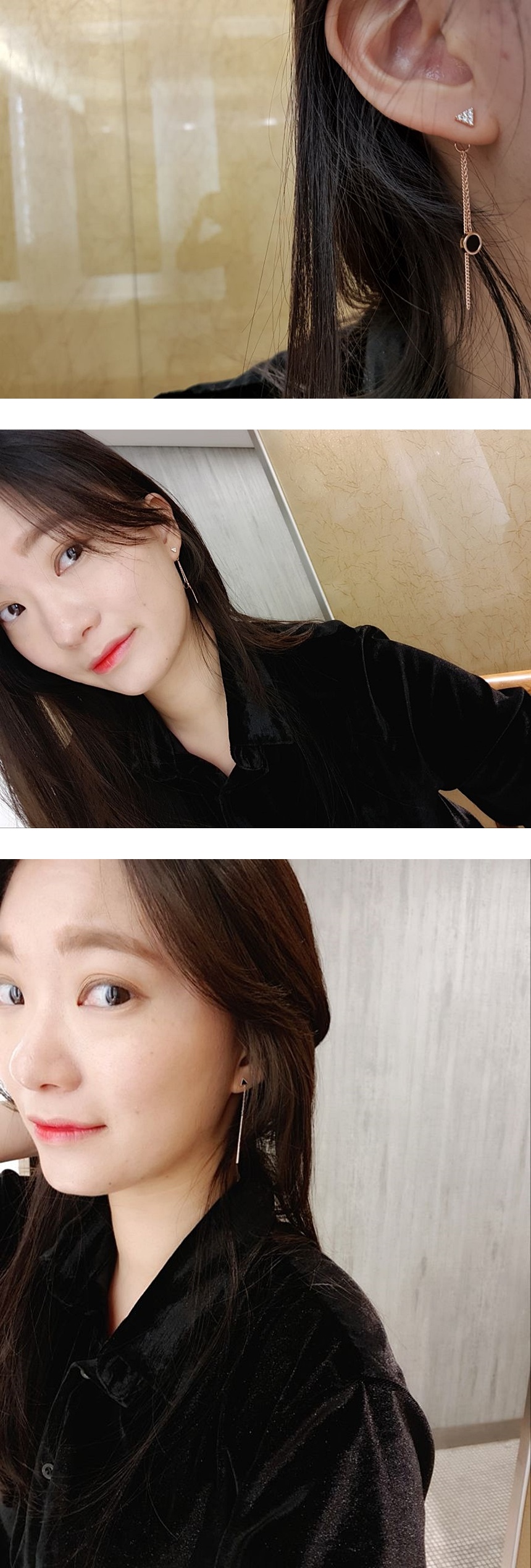 Unisex Drop Earrings Daily Point Circle Rose Gold 