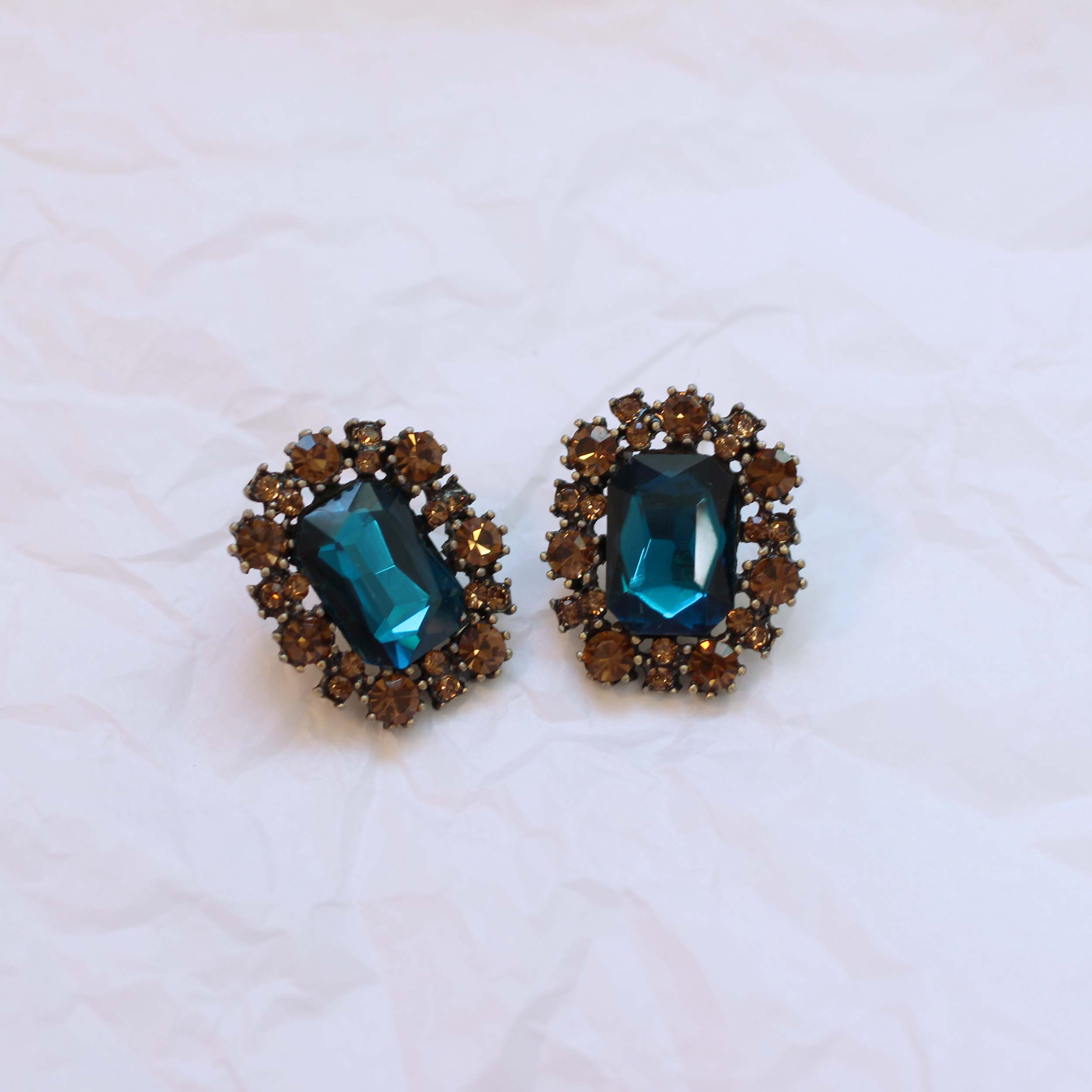 Midnight Antique Bold Earrings Blue Titanium Spark