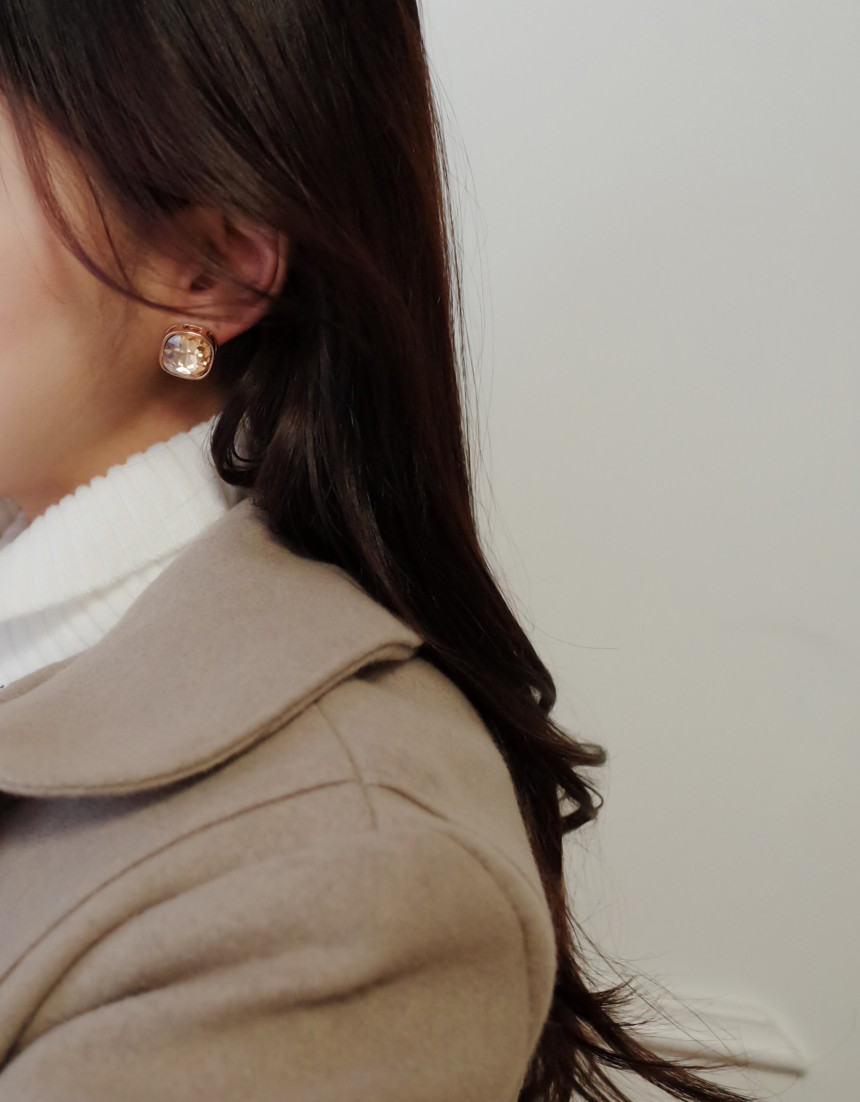 Square Square Square Cubic Stone Earrings Stylish 