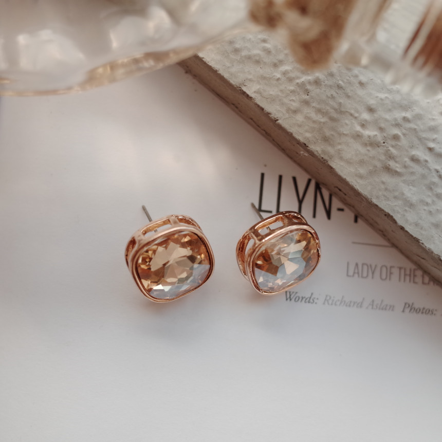 Square Square Square Cubic Stone Earrings Stylish 