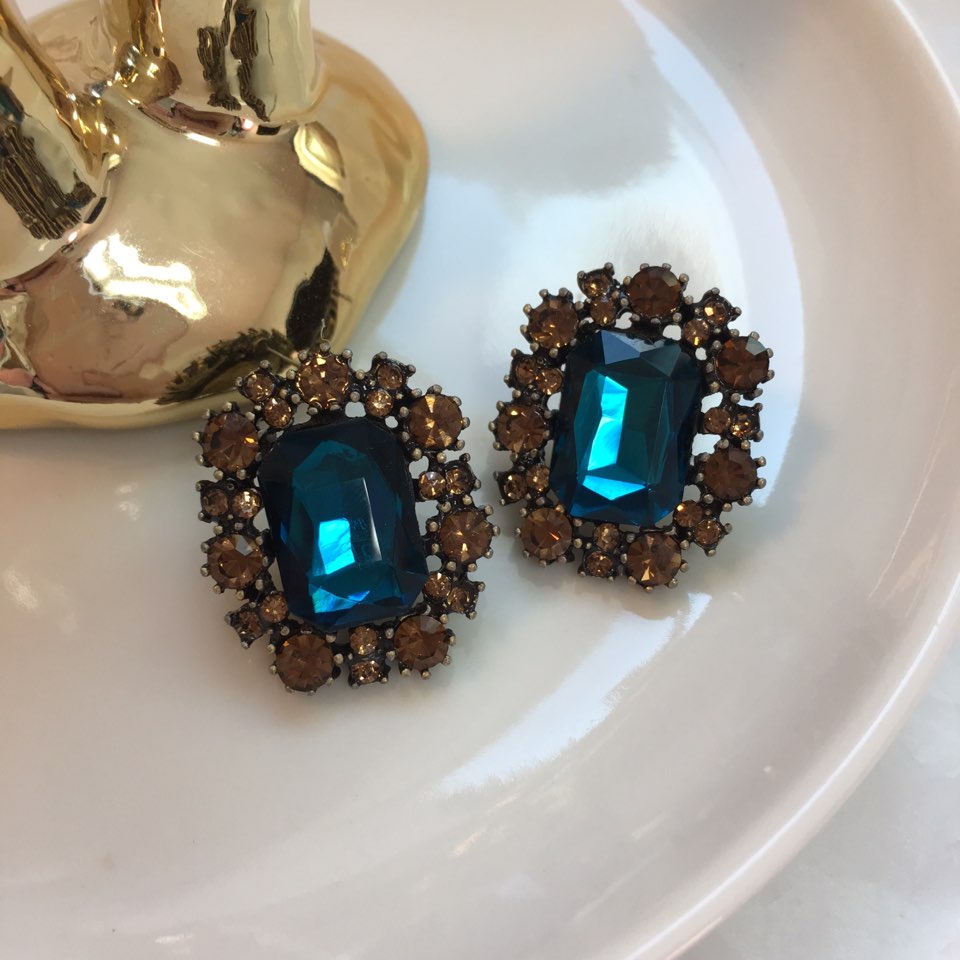 Midnight Antique Bold Earrings Blue Titanium Spark