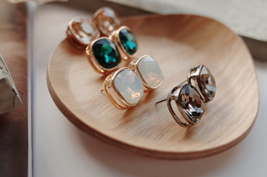 Square Square Square Cubic Stone Earrings Stylish 