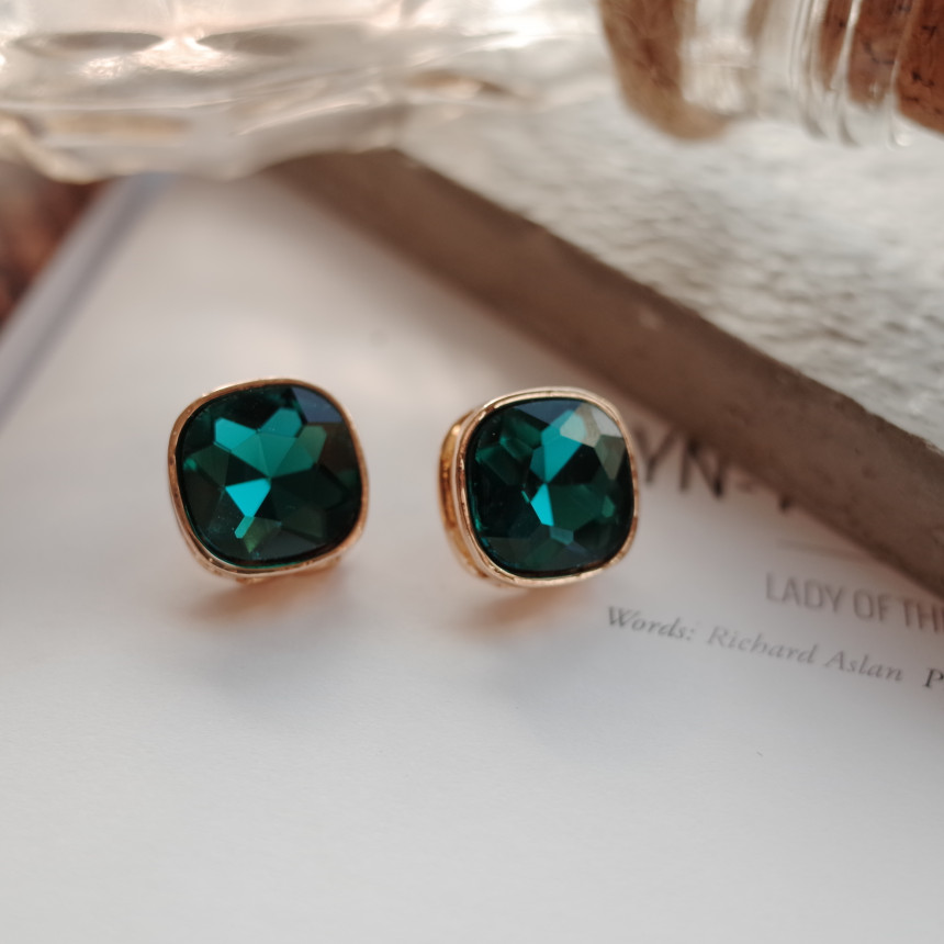 Square Square Square Cubic Stone Earrings Stylish 