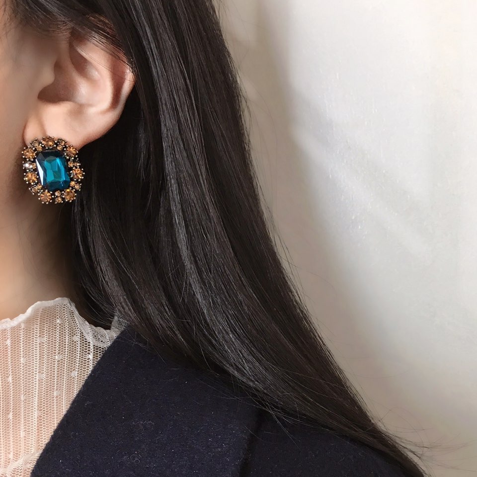 Midnight Antique Bold Earrings Blue Titanium Spark