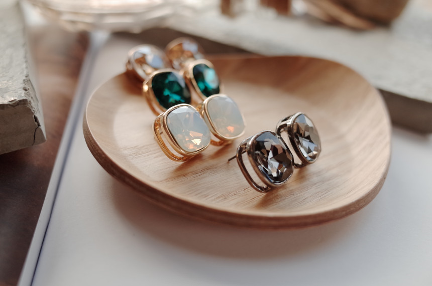 Square Square Square Cubic Stone Earrings Stylish 