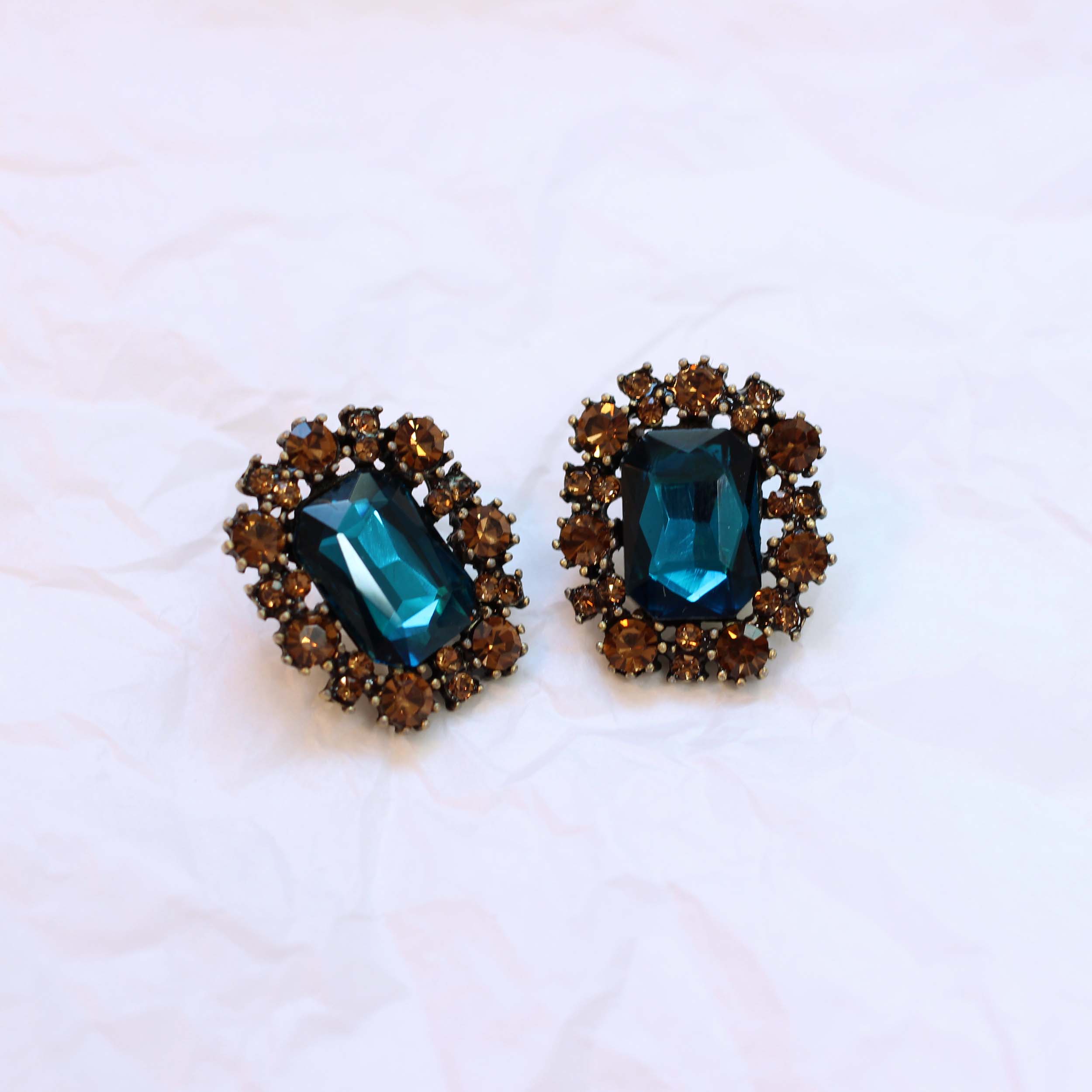 Midnight Antique Bold Earrings Blue Titanium Spark