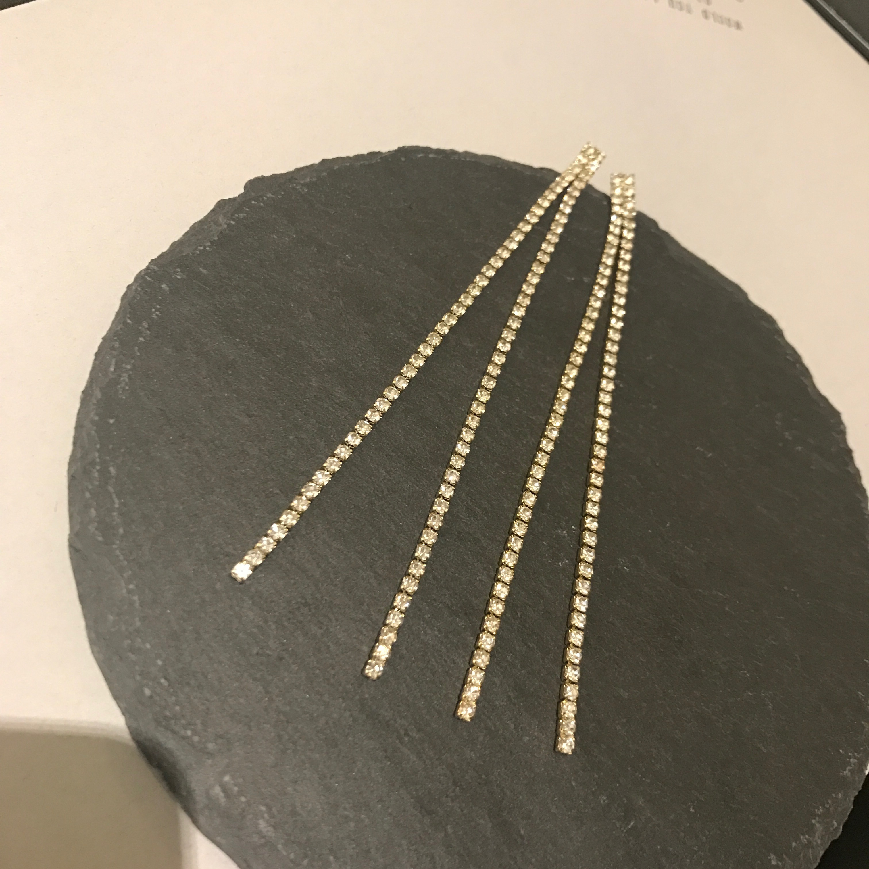 Two-line cubic drop earrings Women's long chain