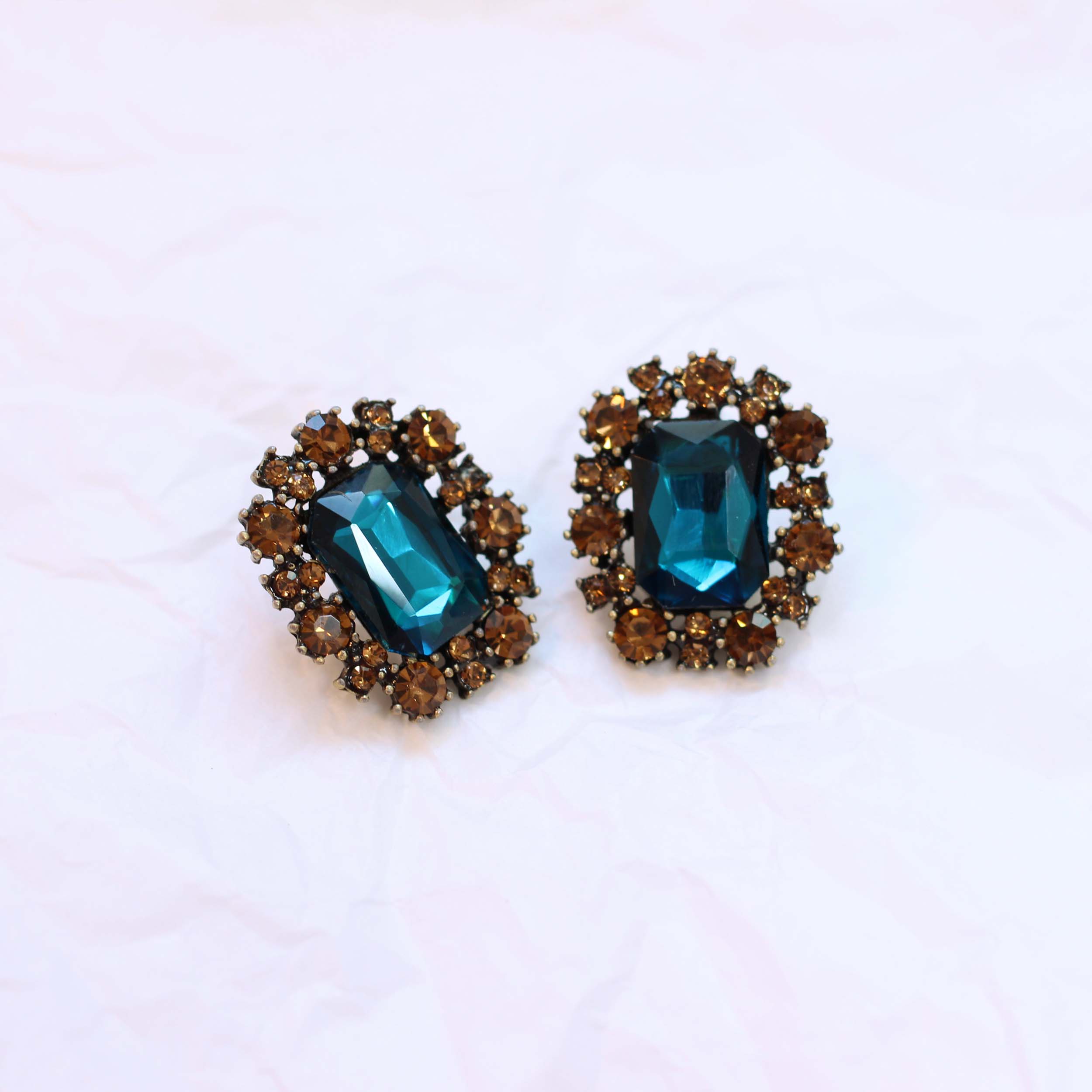 Midnight Antique Bold Earrings Blue Titanium Spark