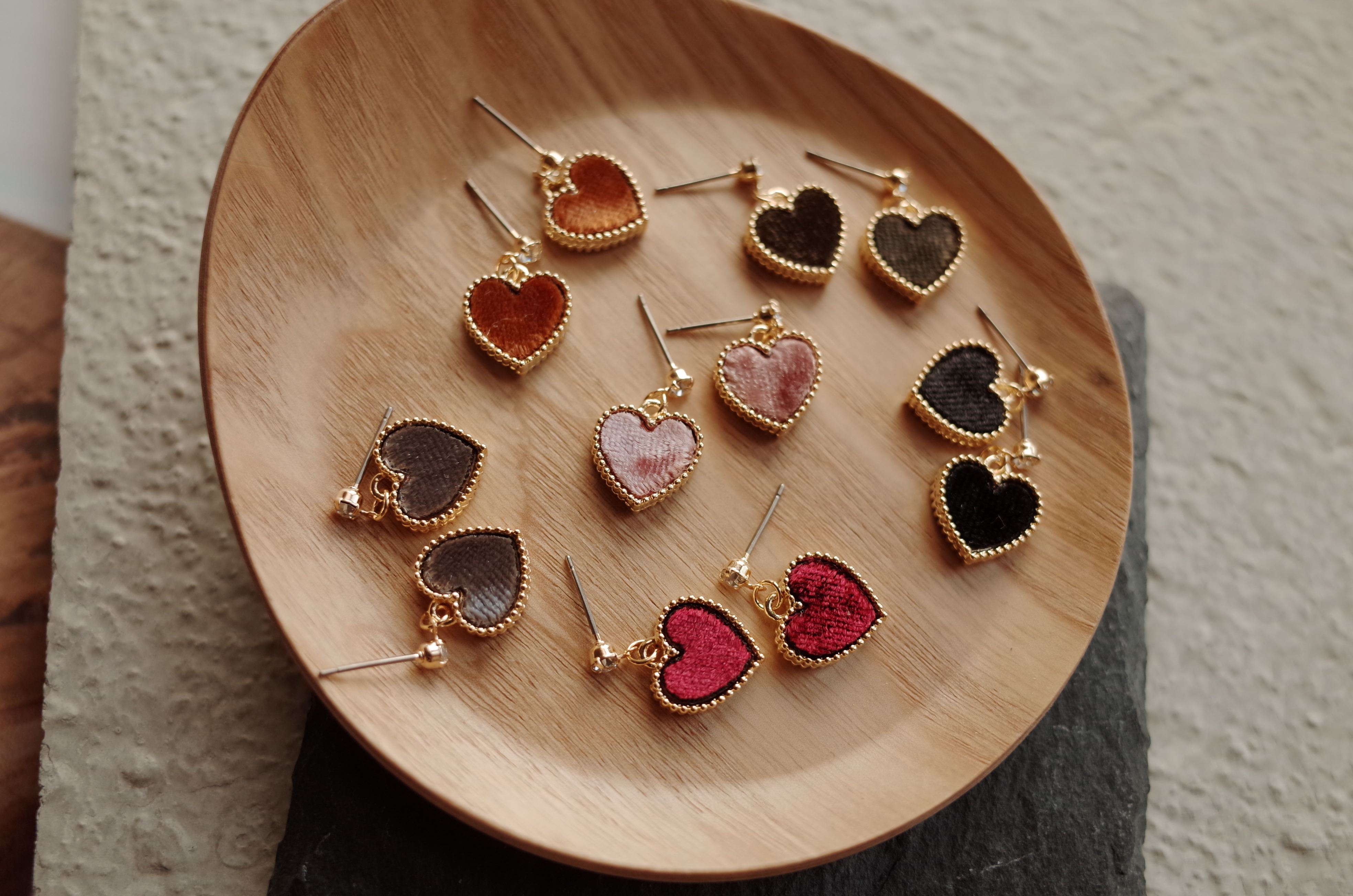 6colors Velvet Mini Heart Lovely Earrings Stylish 