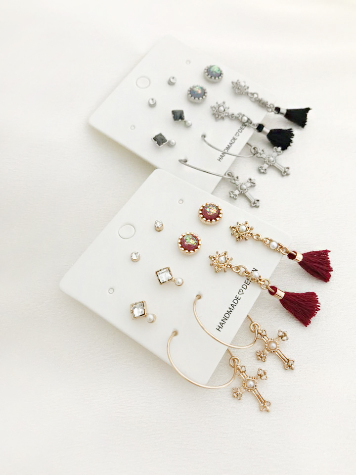 Antique Tassel Cross 10 Piece Set Earrings Antique