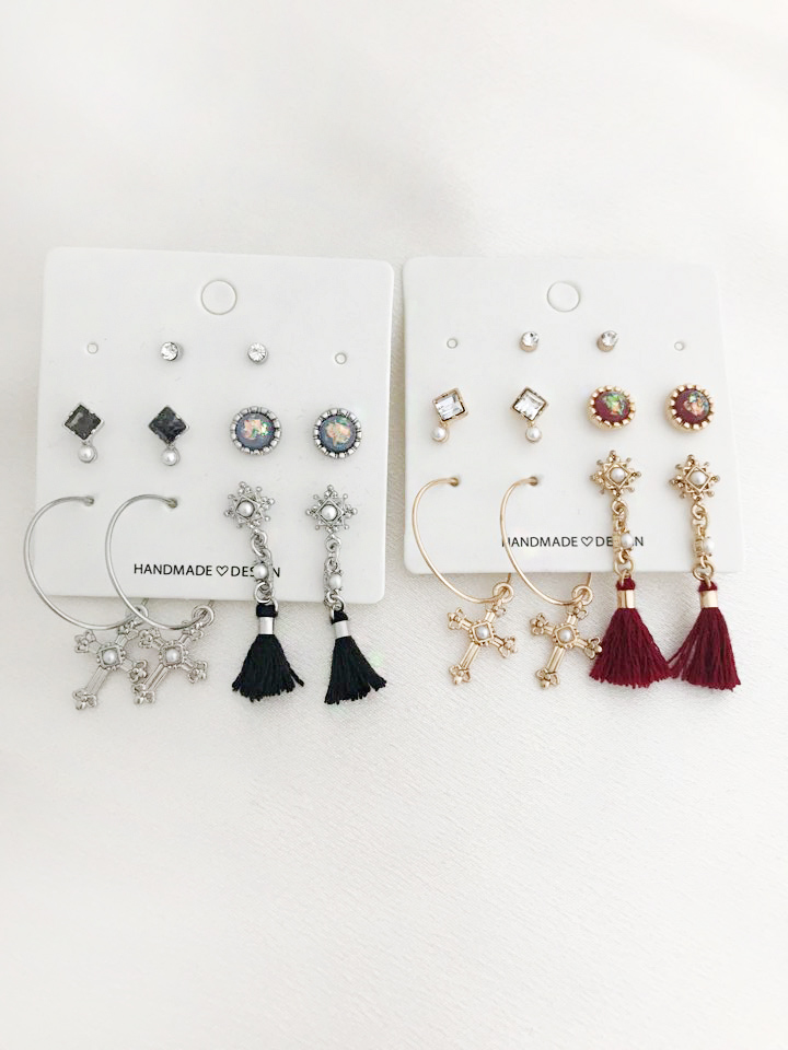 Antique Tassel Cross 10 Piece Set Earrings Antique