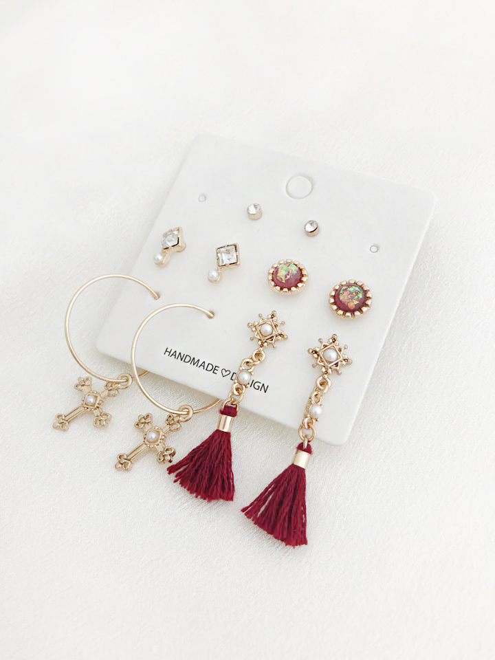 Antique Tassel Cross 10 Piece Set Earrings Antique