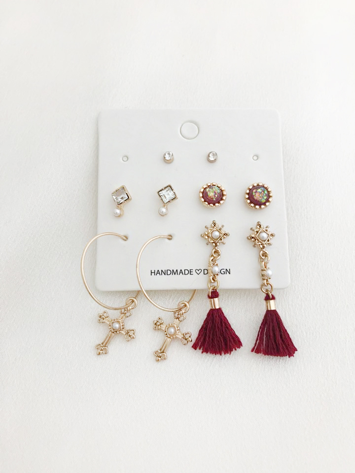 Antique Tassel Cross 10 Piece Set Earrings Antique