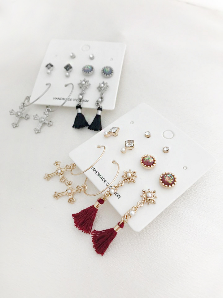 Antique Tassel Cross 10 Piece Set Earrings Antique