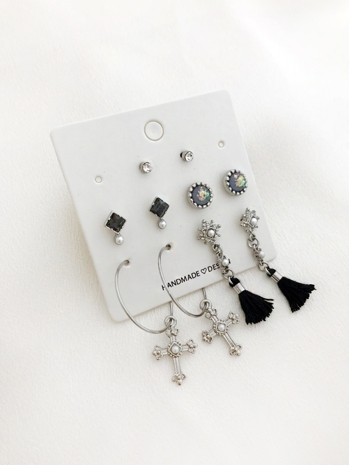 Antique Tassel Cross 10 Piece Set Earrings Antique