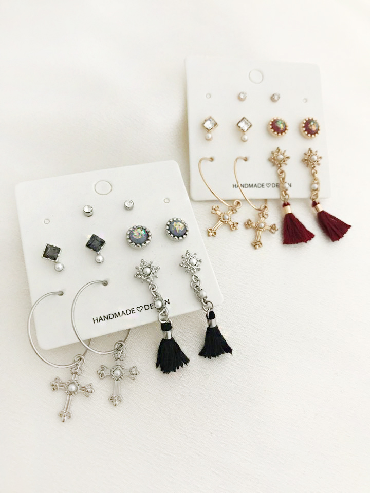 Antique Tassel Cross 10 Piece Set Earrings Antique