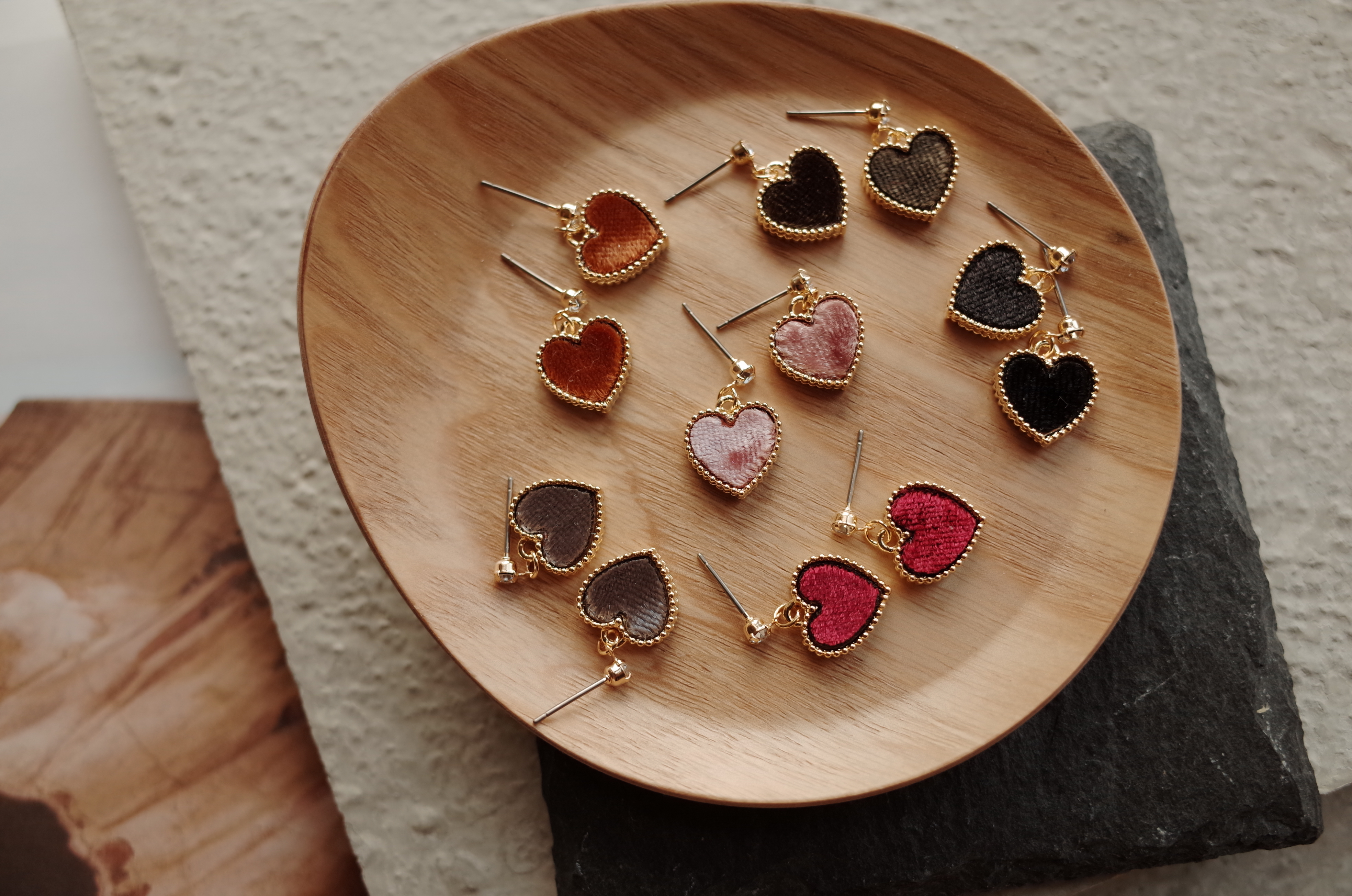 6colors Velvet Mini Heart Lovely Earrings Stylish 