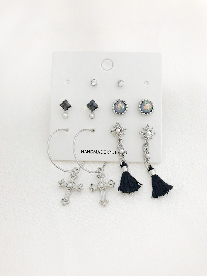 Antique Tassel Cross 10 Piece Set Earrings Antique