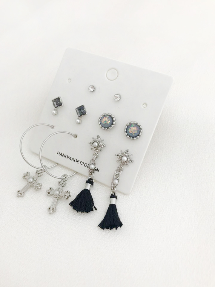 Antique Tassel Cross 10 Piece Set Earrings Antique