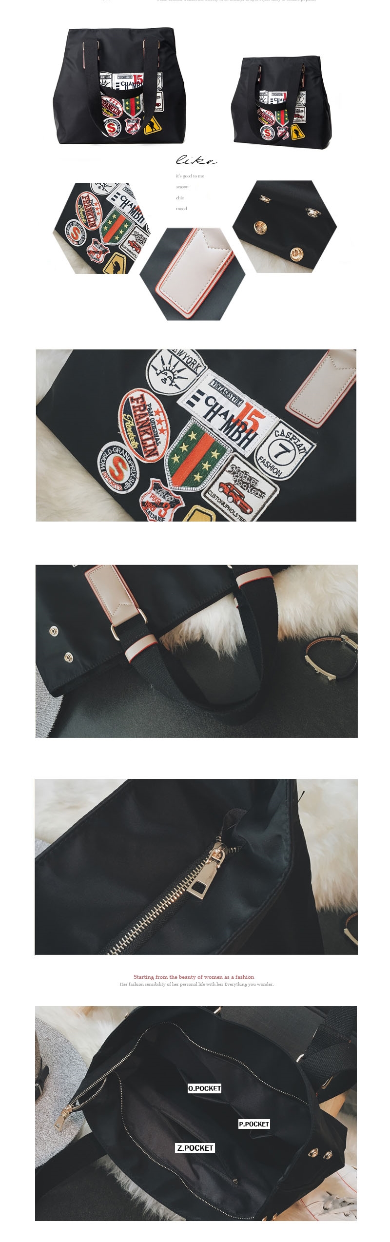 TOTE ECO SHOPPING TRAVEL Embroidery Patch Eco Bag