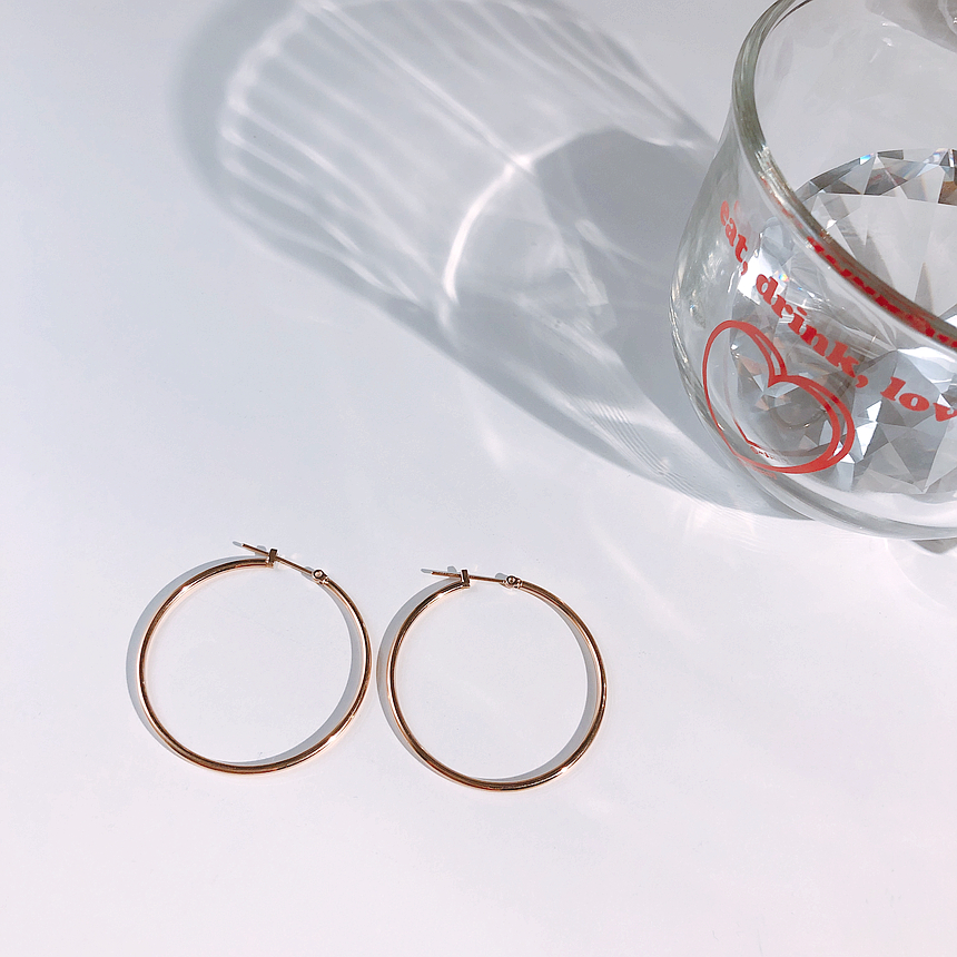 Rose Gold Surge Steel Earrings Daily One-Touch Non