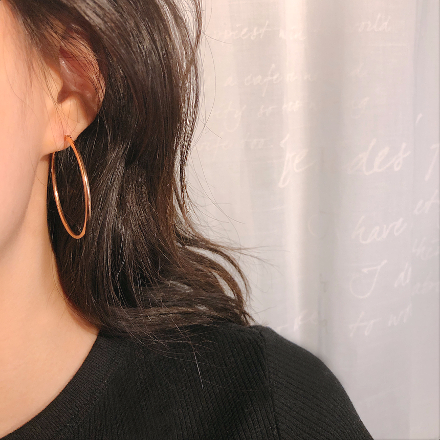 Rose Gold Surge Steel Earrings Daily One-Touch Non