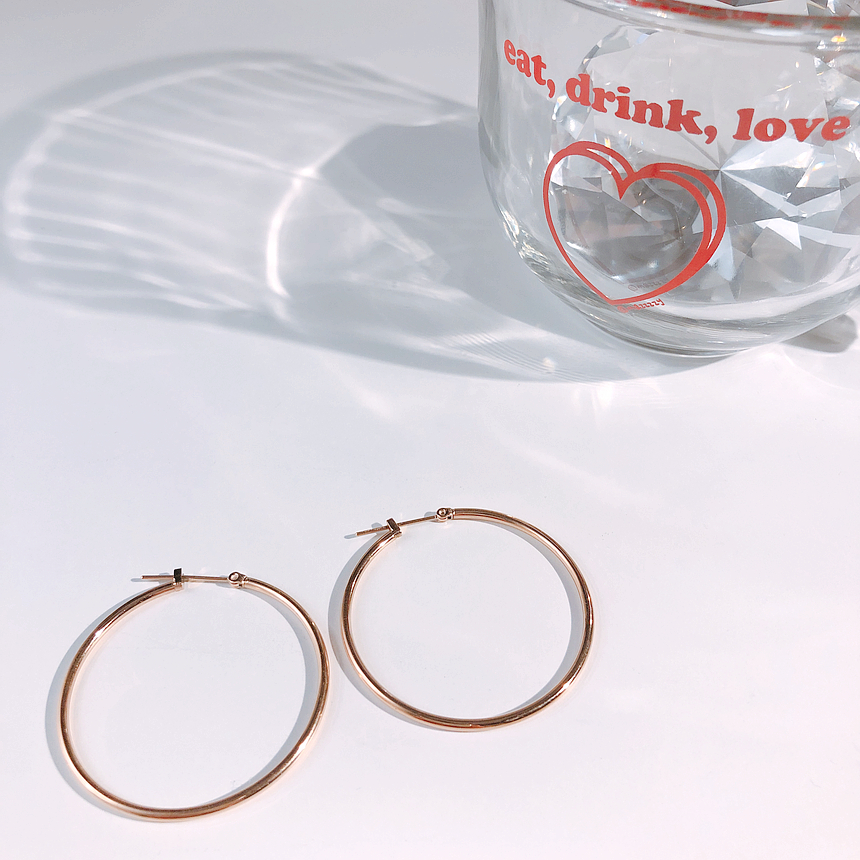 Rose Gold Surge Steel Earrings Daily One-Touch Non