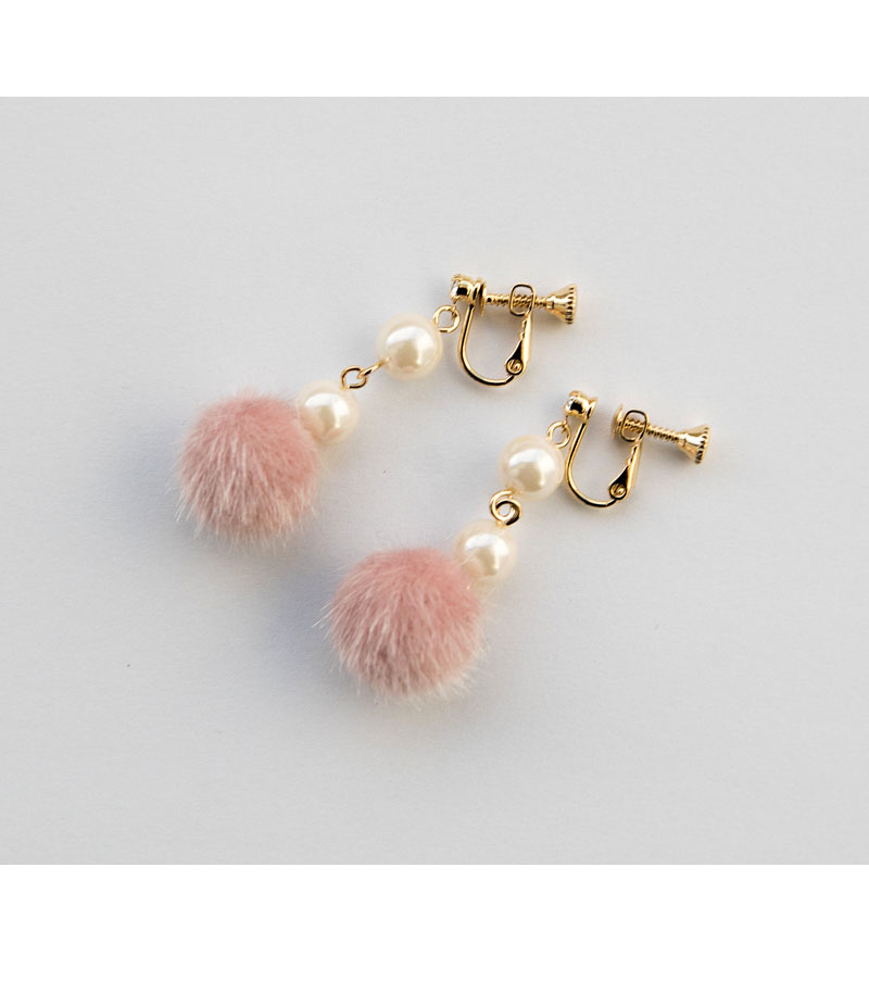 Mink Pom foam drop earrings ear canal available fe