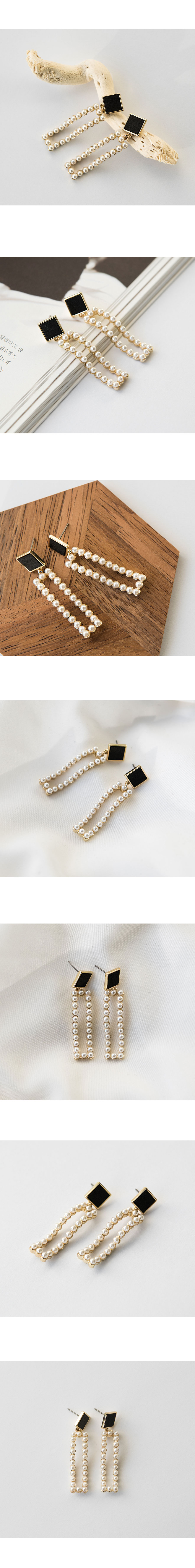 Black square pearl drop earrings earring Store Gem