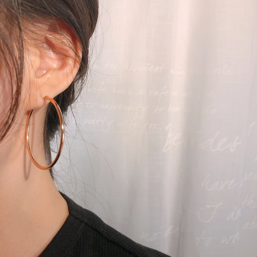 Rose Gold Surge Steel Earrings Daily One-Touch Non