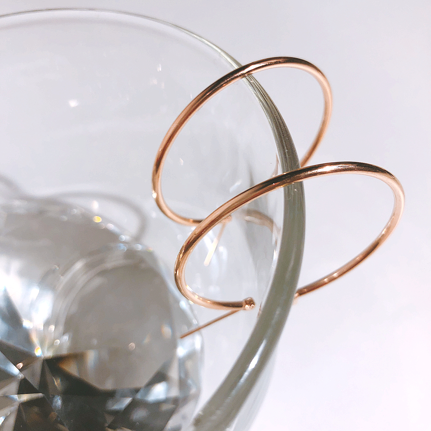 Rose Gold Surge Steel Earrings Daily One-Touch Non