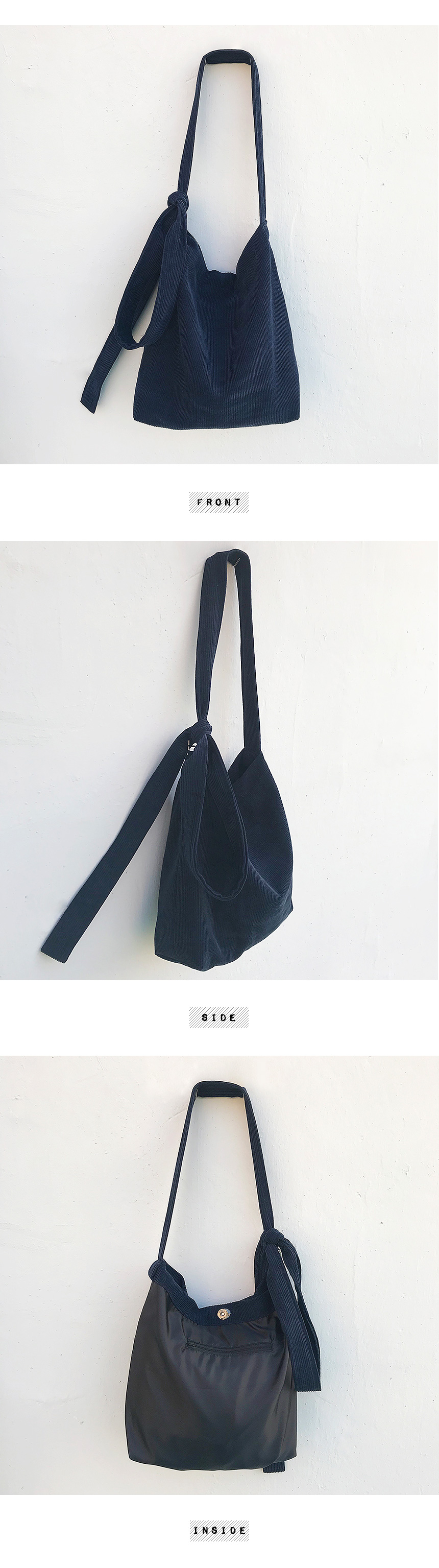 TOTE ECO SHOPPING TRAVEL corduroy ribbon eco bag 4