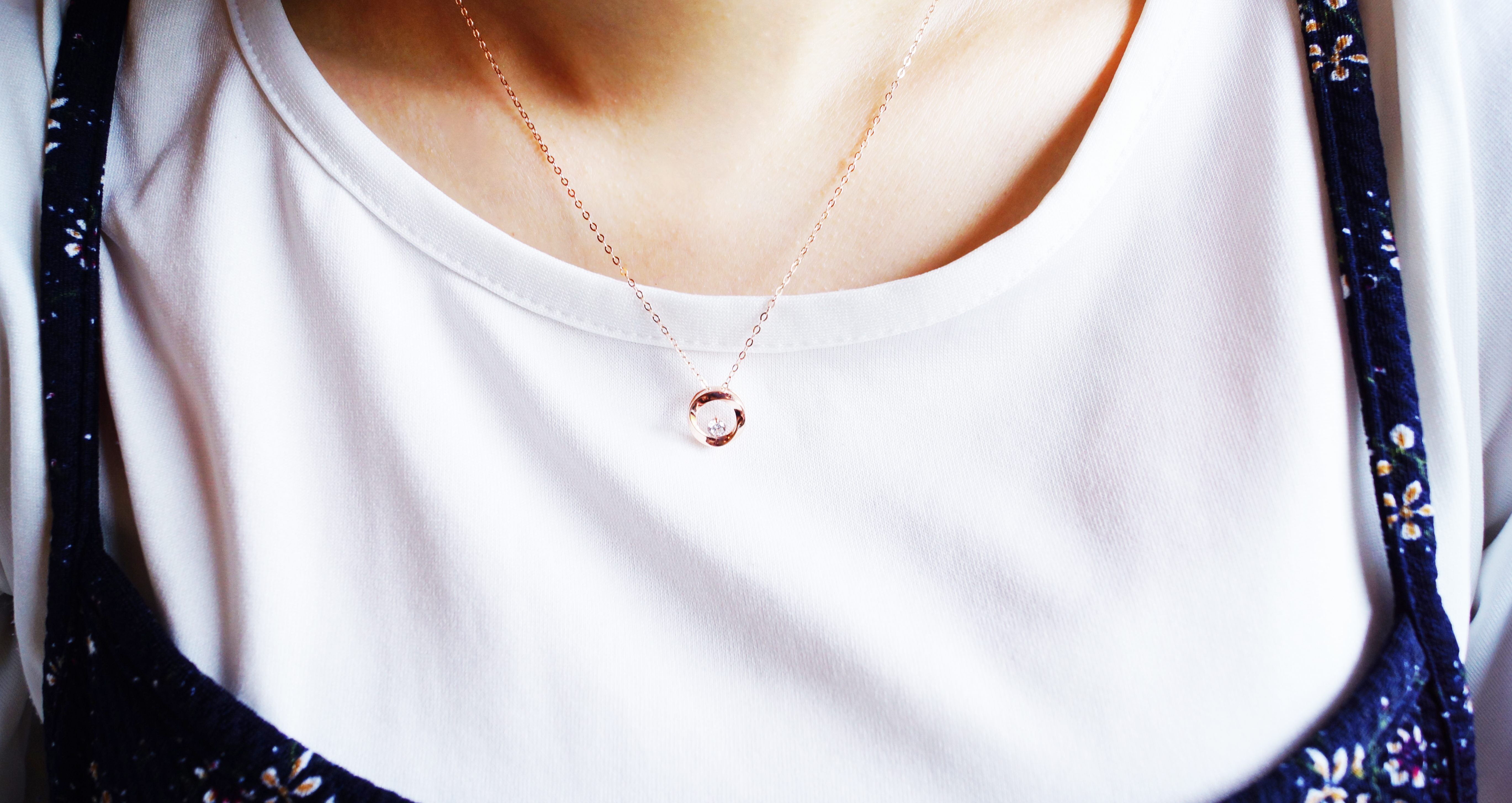 14k 18k Cubic Round Necklace Rose Gold 14K Girlfri