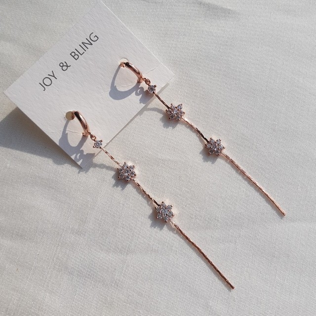 Snow Flower Line Drop Earrings Twenties Crystal Go