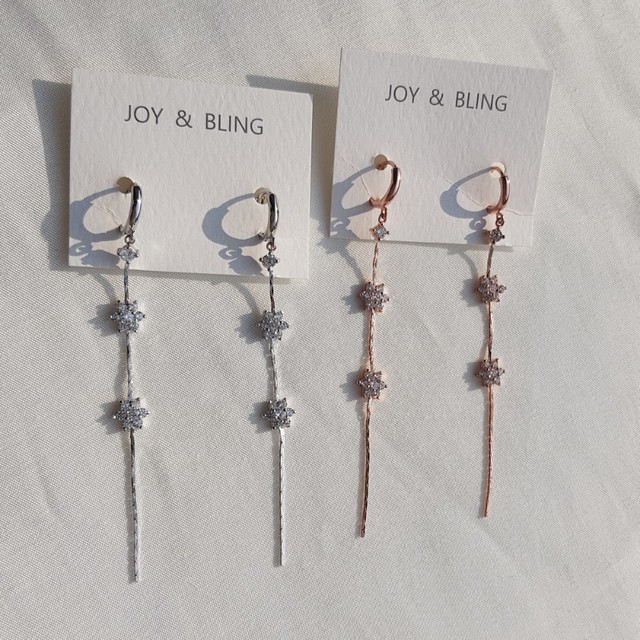 Snow Flower Line Drop Earrings Twenties Crystal Go