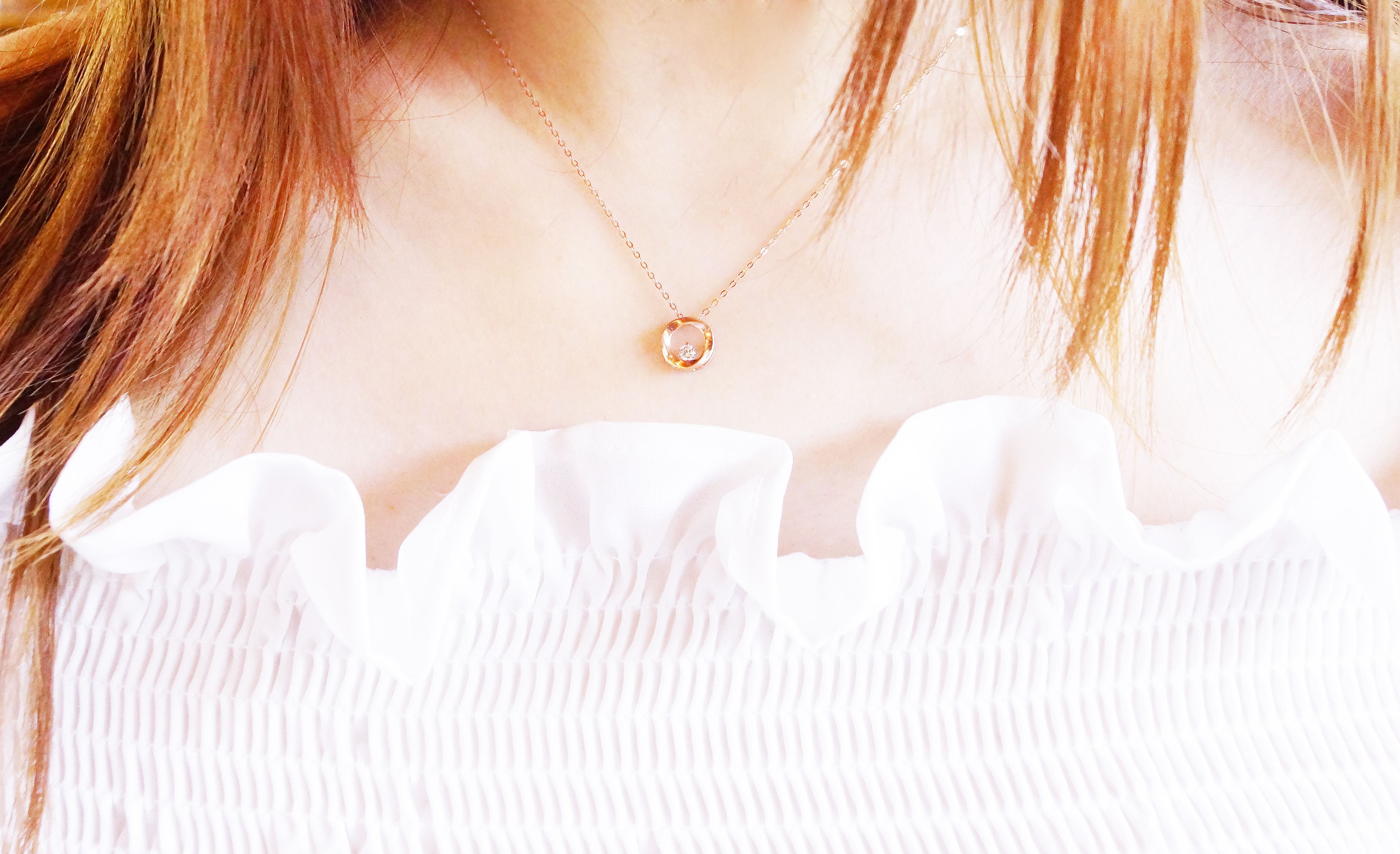 14k 18k Cubic Round Necklace Rose Gold 14K Girlfri