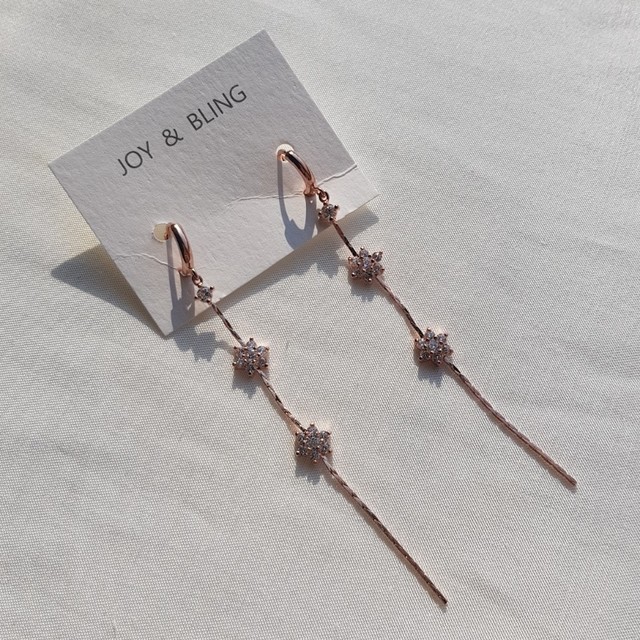 Snow Flower Line Drop Earrings Twenties Crystal Go